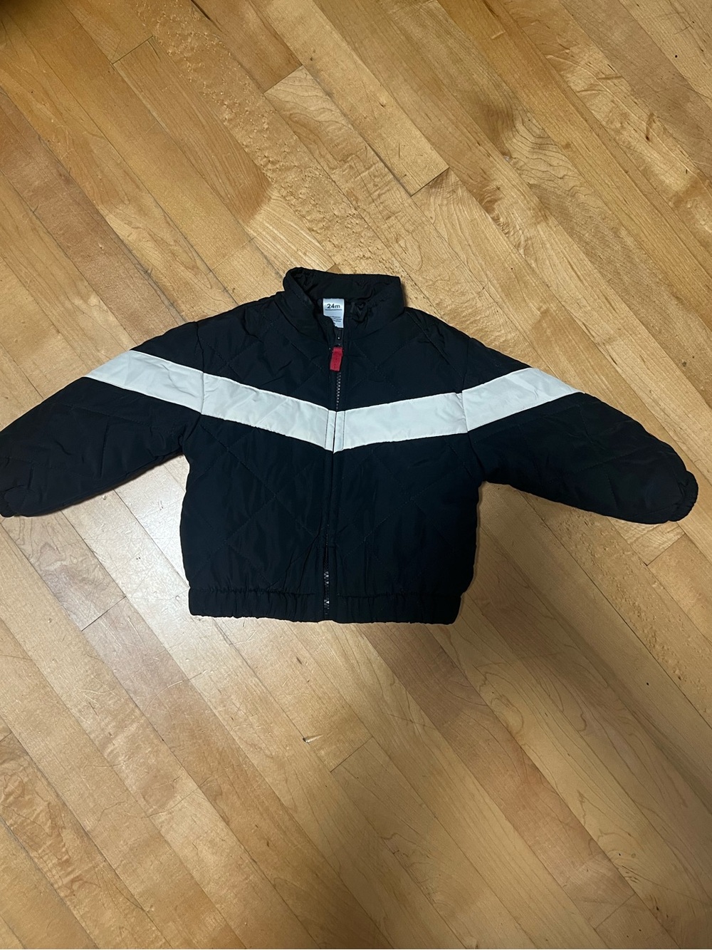 Kids Black Jacket with White Chevron Stripe 24m
